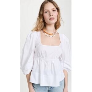 Staud Sophie Top Blouse Shirt XS White Romantic S/S Cottagecore Coquette